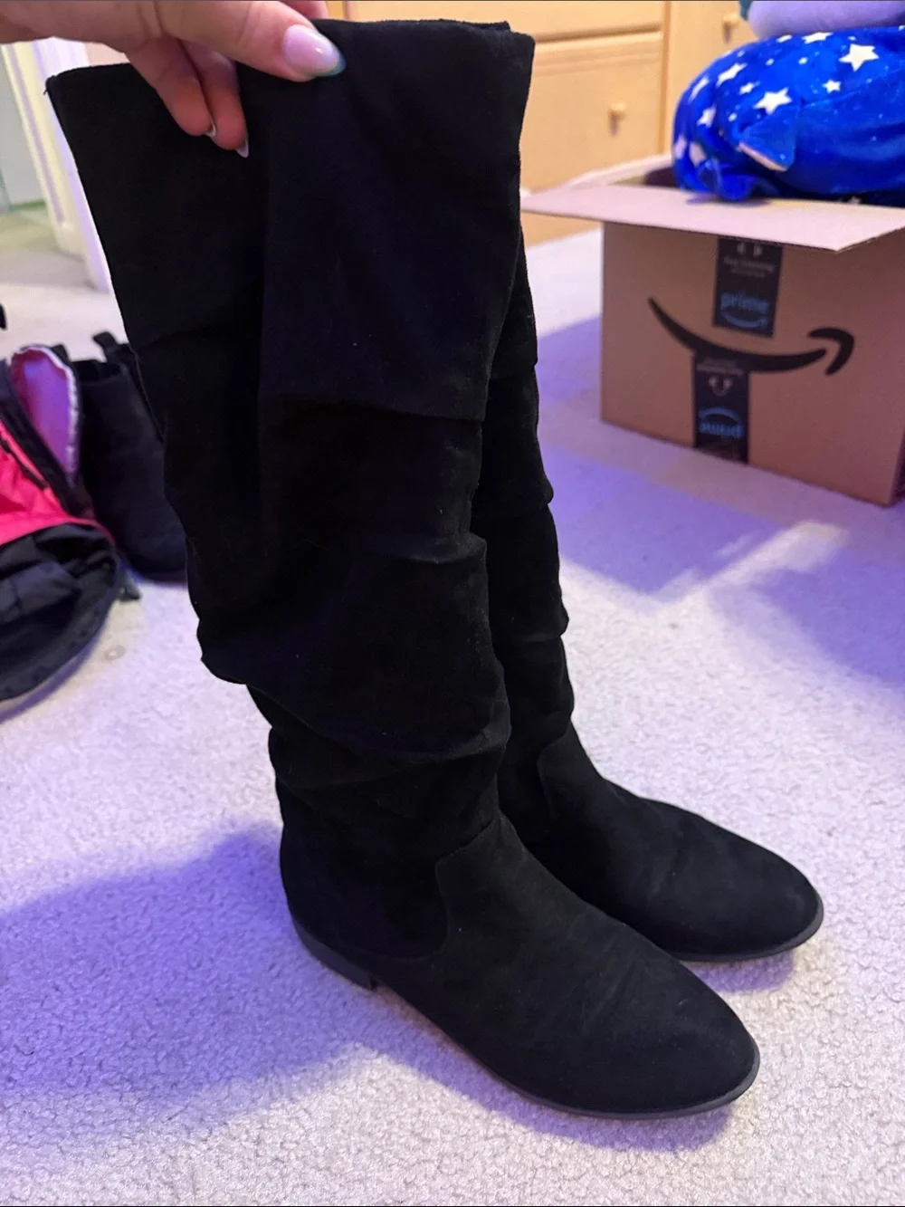 Unisa Black Over-the-Knee Slouch Suede Boots